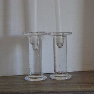 Vintage  Glass Pillar Candle Holders